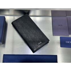 1:1 Replica Dior Oblique Galaxy Long Bifold Wallet Black Knockoff