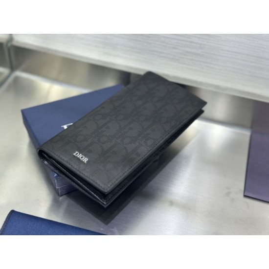 1:1 Replica Dior Oblique Galaxy Long Bifold Wallet Black Knockoff