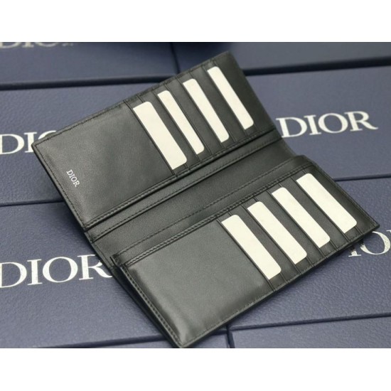 1:1 Replica Dior Oblique Galaxy Long Bifold Wallet Black Knockoff
