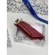 1:1 Replica Lady Dior Card Holder with Flap and Iconic Cannage Stitching Red Knockoff