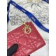 1:1 Replica Lady Dior Card Holder with Flap and Iconic Cannage Stitching Red Knockoff