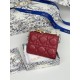 1:1 Replica Lady Dior Card Holder with Flap and Iconic Cannage Stitching Red Knockoff