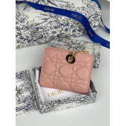 1:1 Replica Dior Caro Dahlia Wallet Soft Cannage Calfskin Pink Knockoff