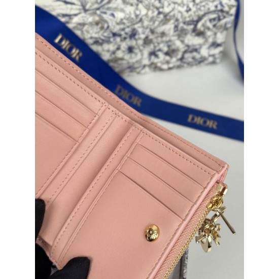 1:1 Replica Dior Caro Dahlia Wallet Soft Cannage Calfskin Pink Knockoff