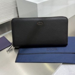 1:1 Replica Dior CD Icon long zip-around wallet black grained calfskin Knockoff