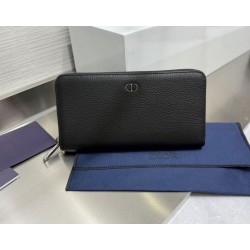 1:1 Replica Dior CD Icon long zip-around wallet black grained calfskin Knockoff