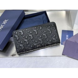 1:1 Replica Dior Gravity long zip-around wallet black Knockoff