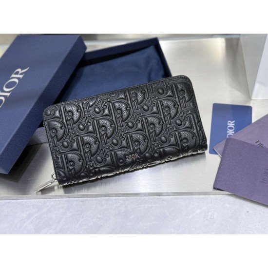 1:1 Replica Dior Gravity long zip-around wallet black Knockoff