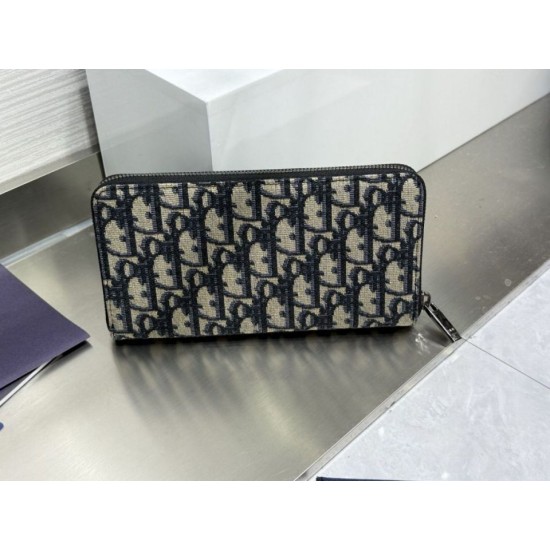 1:1 Replica Dior Saddle Oblique jacquard zip-around wallet beige/black Knockoff