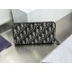 1:1 Replica Dior Saddle Oblique jacquard zip-around wallet beige/black Knockoff