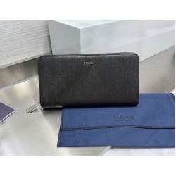 1:1 Replica Dior oblique jacquard zip-around wallet black Knockoff
