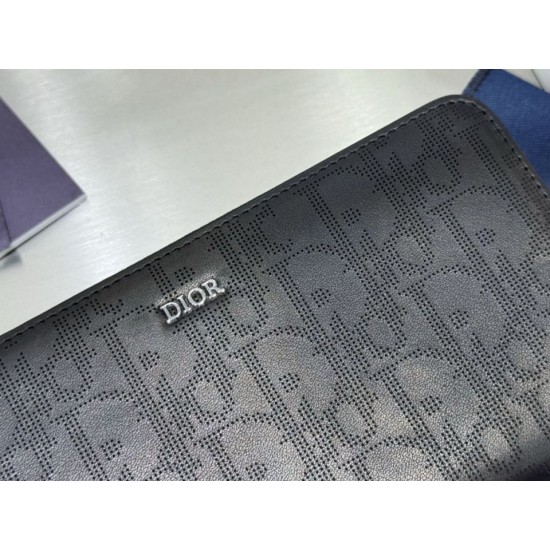 1:1 Replica Dior oblique jacquard zip-around wallet black Knockoff