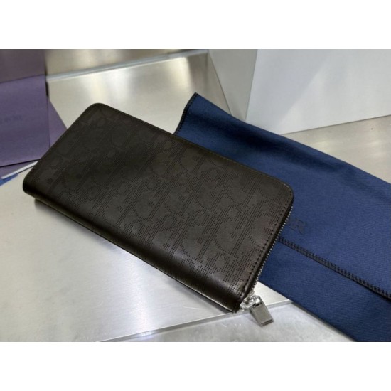 1:1 Replica Dior oblique jacquard zip-around wallet black Knockoff