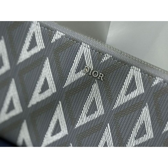 1:1 Replica Dior diamond-studded canvas zip-around wallet gray Knockoff