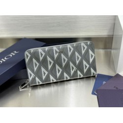1:1 Replica Dior diamond-studded canvas zip-around wallet gray Knockoff