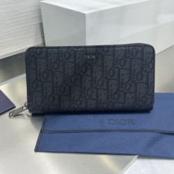 1:1 Replica Dior oblique jacquard zip-around wallet black Knockoff