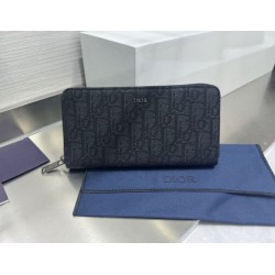 1:1 Replica Dior oblique jacquard zip-around wallet black Knockoff