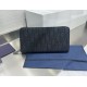 1:1 Replica Dior oblique jacquard zip-around wallet black Knockoff