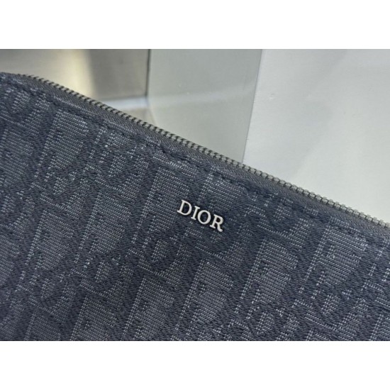 1:1 Replica Dior oblique jacquard zip-around wallet black Knockoff