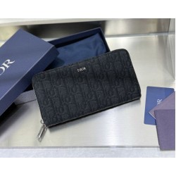 1:1 Replica Dior oblique jacquard zip-around wallet black Knockoff