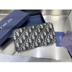 1:1 Replica Dior oblique jacquard zip-around wallet beige/black Knockoff