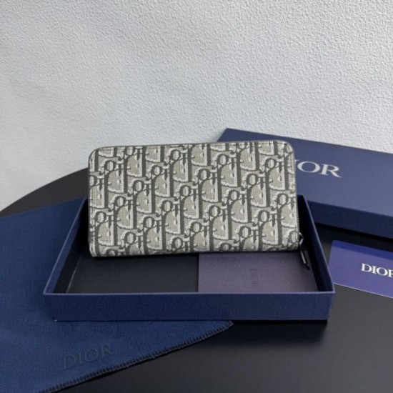 1:1 Replica Dior Saddle Oblique jacquard zip-around wallet black Knockoff