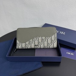 1:1 Replica Dior Saddle Oblique jacquard zip-around wallet black Knockoff
