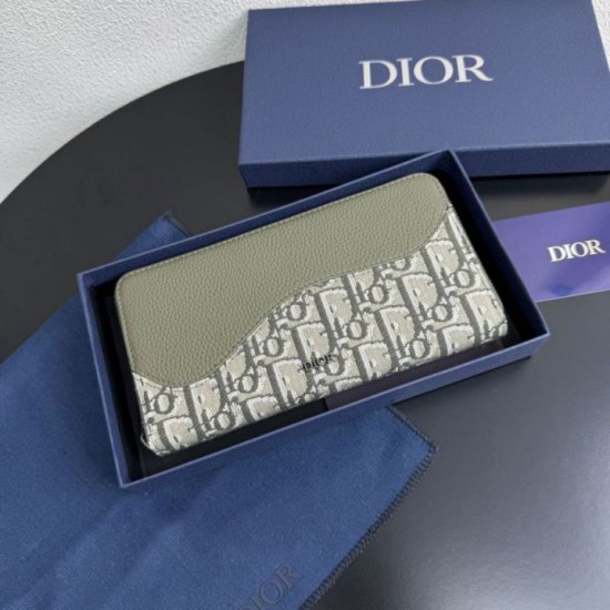 1:1 Replica Dior Saddle Oblique jacquard zip-around wallet black Knockoff