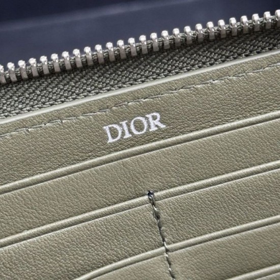 1:1 Replica Dior Saddle Oblique jacquard zip-around wallet black Knockoff