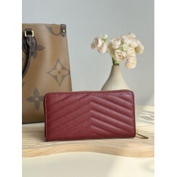 1:1 Replica YSL Saint Laurent Monogram Continental zip-around wallet maroon Knockoff