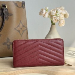 1:1 Replica YSL Saint Laurent Monogram Continental zip-around wallet maroon Knockoff