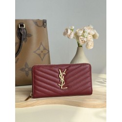 1:1 Replica YSL Saint Laurent Monogram Continental zip-around wallet maroon Knockoff