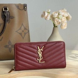 1:1 Replica YSL Saint Laurent Monogram Continental zip-around wallet maroon Knockoff