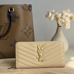 1:1 Replica YSL Saint Laurent Monogram Continental zip-around wallet apricot Knockoff
