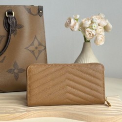 1:1 Replica YSL Saint Laurent Monogram Continental zip-around wallet caramel Knockoff