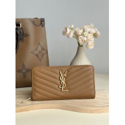 1:1 Replica YSL Saint Laurent Monogram Continental zip-around wallet caramel Knockoff