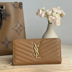 1:1 Replica YSL Saint Laurent Monogram Continental zip-around wallet caramel Knockoff