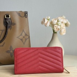 1:1 Replica YSL Saint Laurent Monogram Continental Zip Around Wallet Red Knockoff