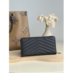 1:1 Replica YSL Saint Laurent Monogram Continental Zip Around Wallet Black and Gold Knockoff