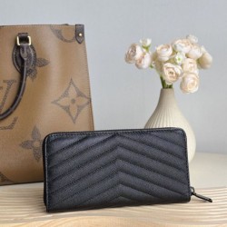 1:1 Replica YSL Saint Laurent Monogram Continental Zip Around Wallet Black Knockoff