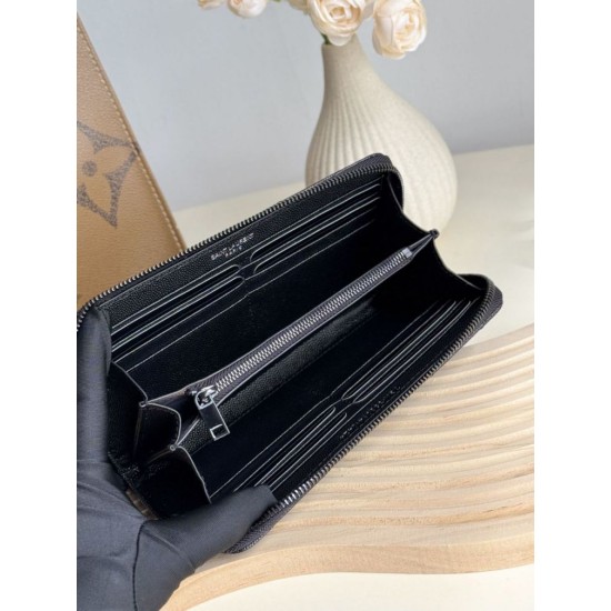 1:1 Replica YSL Saint Laurent Monogram Continental Zip Around Wallet Black Knockoff