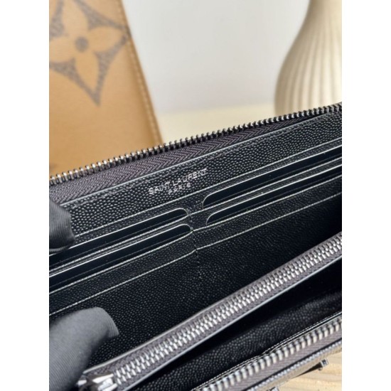 1:1 Replica YSL Saint Laurent Monogram Continental Zip Around Wallet Black Knockoff
