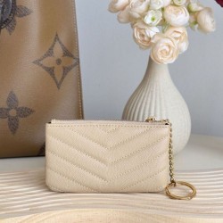 1:1 Replica YSL Saint Laurent Cassandre Matelassé Fragments Zip Around Card Holder Apricot Knockoff