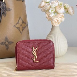 1:1 Replica YSL Saint Laurent Cassandre Matelassé Compact Wallet Red Knockoff