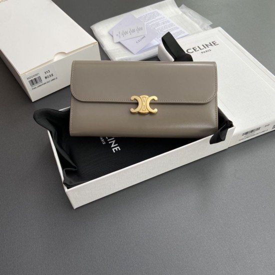 1:1 Replica Celine Large Triomphe Wallet Pebbles Knockoff