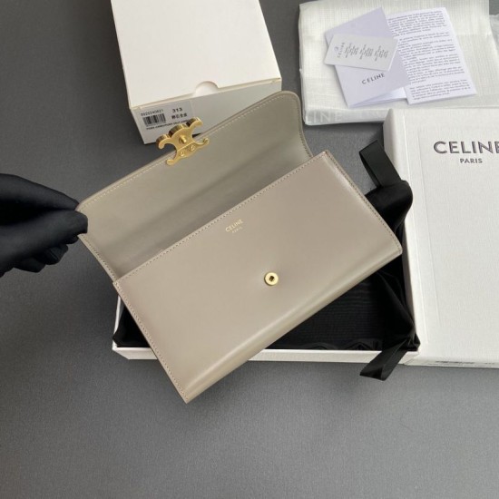 1:1 Replica Celine Large Triomphe Wallet Pebbles Knockoff