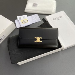 1:1 Replica Celine Large Triomphe Wallet Black Knockoff