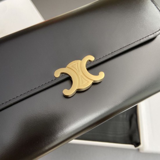 1:1 Replica Celine Large Triomphe Wallet Black Knockoff