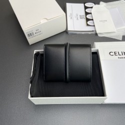1:1 Replica CELINE 16 Small Tri-Fold Wallet Satin Calfskin Black Knockoff