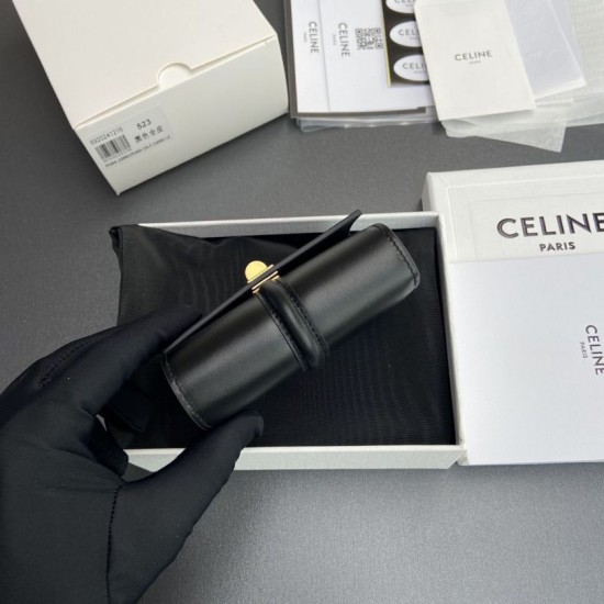 1:1 Replica CELINE 16 Small Tri-Fold Wallet Satin Calfskin Black Knockoff